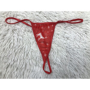 Red Women's Mesh Reindered Holidays G-String Thong narrow inverted triangle Sexy